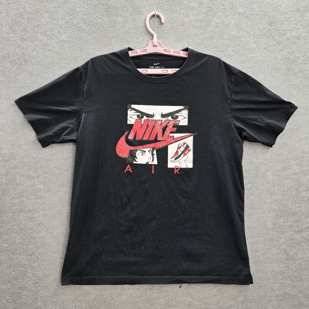 Nike‎ Men Shirt 2XL Black Graphic Print Air Logo Short Sleeve Cotton